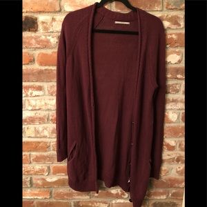 Long maroon cardigan